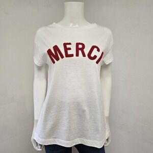 Johanna Paris T-Shirt Top White Merci Beaucoup Size S Italy Cotton Womens NWT